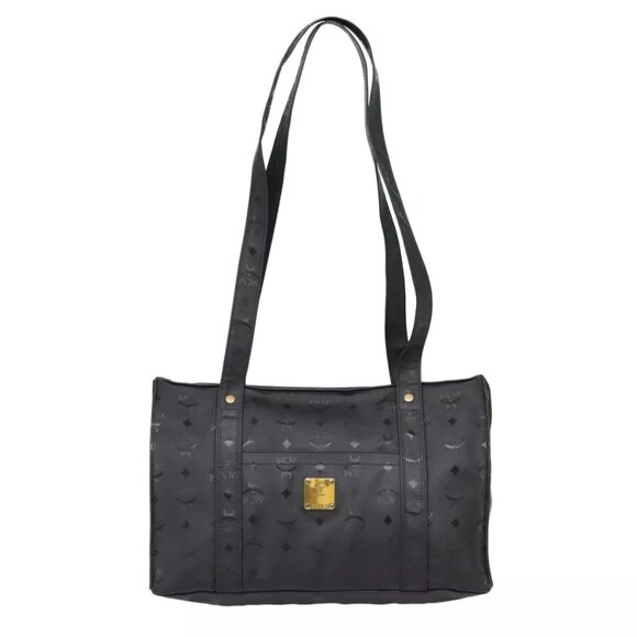 MCM Vicetos Logogram Tote Bag PVC Black Auth - Picture 1 of 16